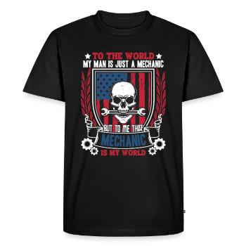 Mechanic Mechanic Is My World - Men's Premium Organic T-Shirt - black - Front - Nico (187cm)