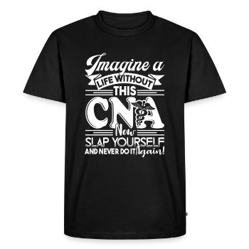 CNA Life Without CNA - Men's Premium Organic T-Shirt - black - Front - Nico (187cm)