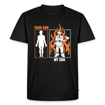 Firefighter My Son Is A Firefighter - Men's Premium Organic T-Shirt - black - Front - Nico (187cm)