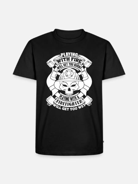 Firefighter Playing With A Firefighter - Men's Premium Organic T-Shirt - black