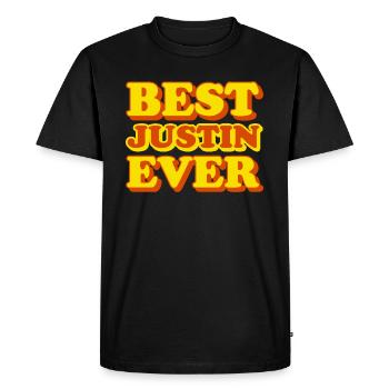 Funny gift with first name Justin - Men's Premium Organic T-Shirt - black - Front - Nico (187cm)