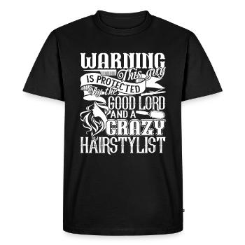 Hair Stylist Protected By A Crazy Hair Stylist - Men's Premium Organic T-Shirt - black - Front - Nico (187cm)