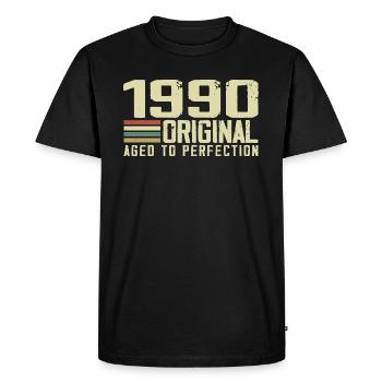 Né en 1990 - Vintage 1990 - 34e Anniversaire Rétro - T-shirt Premium bio Homme - noir - Devant - Nico (187cm)