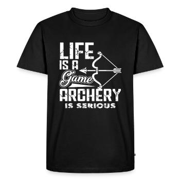 Archery Archery Is Serious - Men's Premium Organic T-Shirt - black - Front - Nico (187cm)