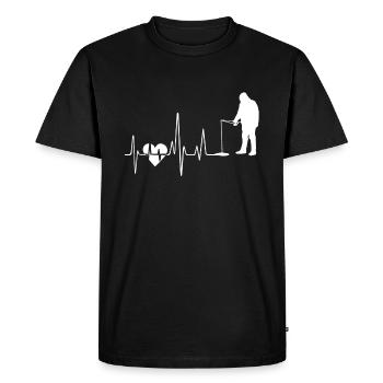 Funny Fishing Heartbeat - Men's Premium Organic T-Shirt - black - Front - Nico (187cm)