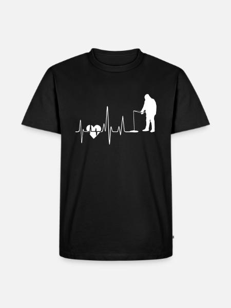 Funny Fishing Heartbeat - Men's Premium Organic T-Shirt - black
