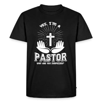 Pastor Yes I Am A Pastor - Men's Premium Organic T-Shirt - black - Front - Nico (187cm)