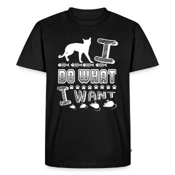 Russian Blue Cat Russian Blue Cat I Do What I Want - Men's Premium Organic T-Shirt - black - Front - Nico (187cm)