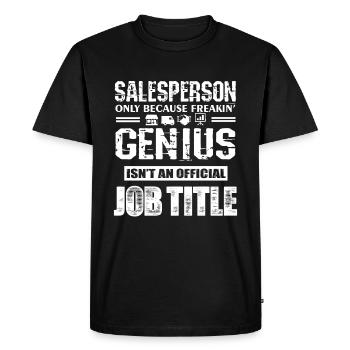 Salesperson Job Title - Men's Premium Organic T-Shirt - black - Front - Nico (187cm)