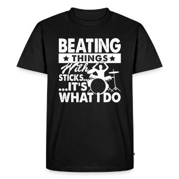 Drummer Drummer Beating With Sticks - Men's Premium Organic T-Shirt - black - Front - Nico (187cm)
