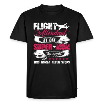 Flight Attendant Flight Attendant Mom - Men's Premium Organic T-Shirt - black - Front - Nico (187cm)