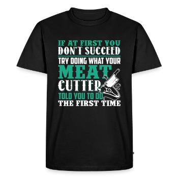 Meat Cutter Funny Meat Cutter - Men's Premium Organic T-Shirt - black - Front - Nico (187cm)