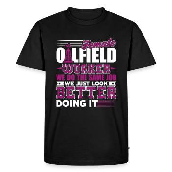 Oilfield Worker Female Oilfield Worker - Men's Premium Organic T-Shirt - black - Front - Nico (187cm)