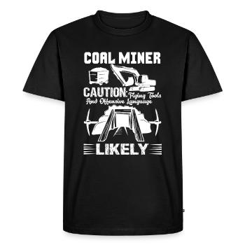 Coal Miner Coal Miner Caution - Men's Premium Organic T-Shirt - black - Front - Nico (187cm)