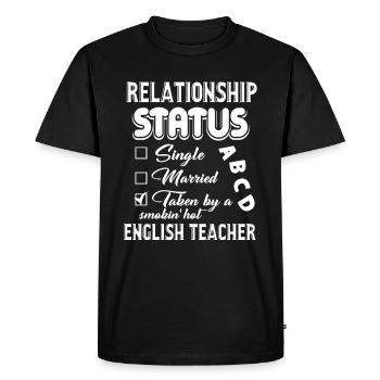 English Teacher Relationship Status - Men's Premium Organic T-Shirt - black - Front - Nico (187cm)