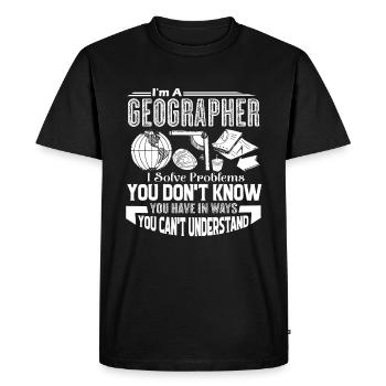 Geographer Geographers Solve Problems - Men's Premium Organic T-Shirt - black - Front - Nico (187cm)