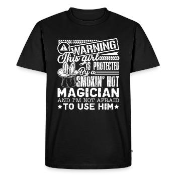 Magician Protected By Hot Magician - Men's Premium Organic T-Shirt - black - Front - Nico (187cm)