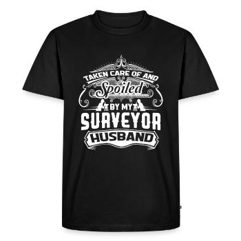 Spoiled By My Surveyor Husband - Men's Premium Organic T-Shirt - black - Front - Nico (187cm)