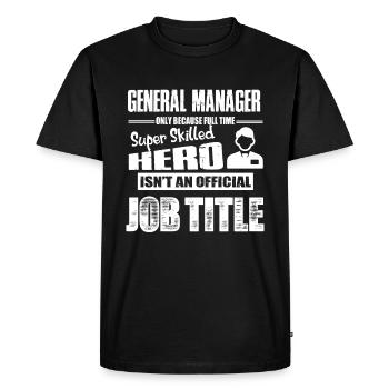 General Manager Job Title - Men's Premium Organic T-Shirt - black - Front - Nico (187cm)