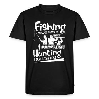 Hunting Solves The Rest - Men's Premium Organic T-Shirt - black - Front - Nico (187cm)