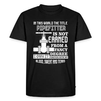 Pipefitter Forever The Title Pipefitter - Men's Premium Organic T-Shirt - black - Front - Nico (187cm)