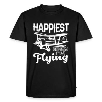 Pilot Happiest When I'm Flying - Men's Premium Organic T-Shirt - black - Front - Nico (187cm)