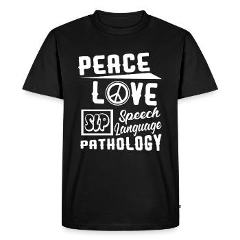 Peace Love Speech Language Pathology - Men's Premium Organic T-Shirt - black - Front - Nico (187cm)