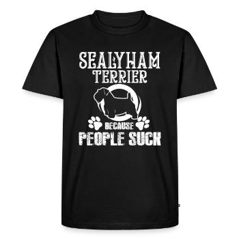 Sealyham Terrier Because People Suck - Men's Premium Organic T-Shirt - black - Front - Nico (187cm)
