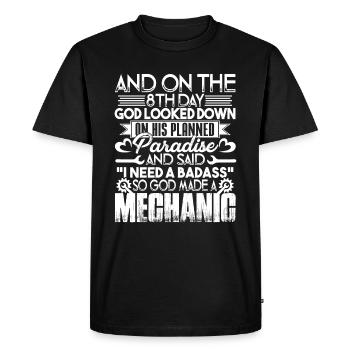Mechanic God Made A Mechanic - Men's Premium Organic T-Shirt - black - Front - Nico (187cm)
