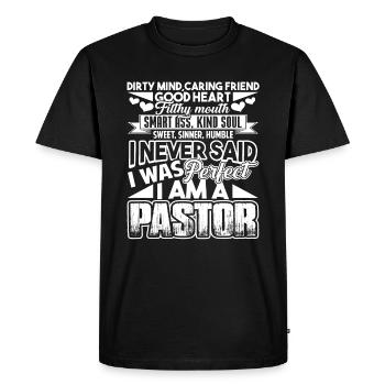 Pastor I Am A Pastor - Men's Premium Organic T-Shirt - black - Front - Nico (187cm)