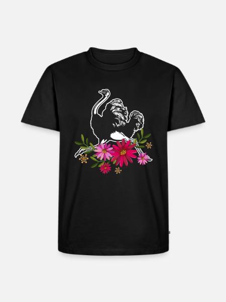 Ostrich With Flowers - Men's Premium Organic T-Shirt - black