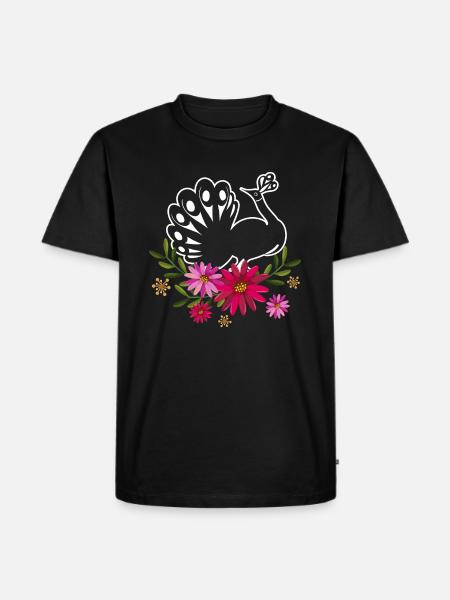 Peacock With Flowers - Men's Premium Organic T-Shirt - black