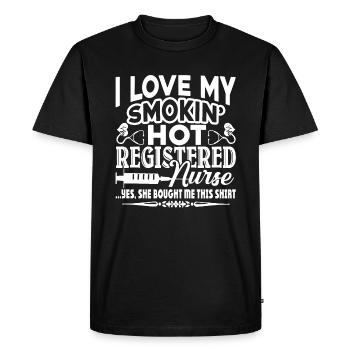 Registered Nurse I Love My Registered Nurse Wife - Men's Premium Organic T-Shirt - black - Front - Nico (187cm)