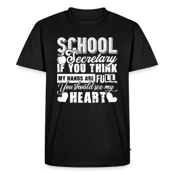 School Secretary School Secretary Full Heart - Men's Premium Organic T-Shirt - black - Front - Nico (187cm)