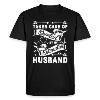 Spoiled By My Estimator Husband - Men's Premium Organic T-Shirt - black - Front - Nico (187cm)