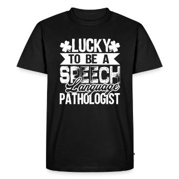 Lucky To Be Speech Language Pathologist - Men's Premium Organic T-Shirt - black - Front - Nico (187cm)