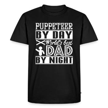 Puppeteer By Day Dad By Night - Men's Premium Organic T-Shirt - black - Front - Nico (187cm)