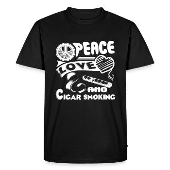 Cigar Smoking Peace Love Cigar Smoking - Men's Premium Organic T-Shirt - black - Front - Nico (187cm)