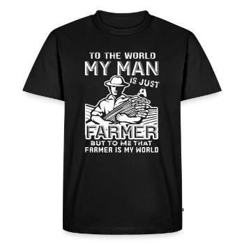 For Me Farmer Is My World - Men's Premium Organic T-Shirt - black - Front - Nico (187cm)