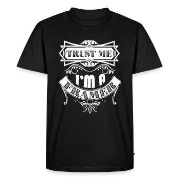 Framer Trust Me I am a Framer - Men's Premium Organic T-Shirt - black - Front - Nico (187cm)