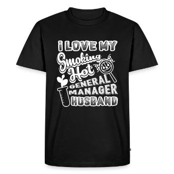 General Manager I Love My General Manager Husband - Men's Premium Organic T-Shirt - black - Front - Nico (187cm)