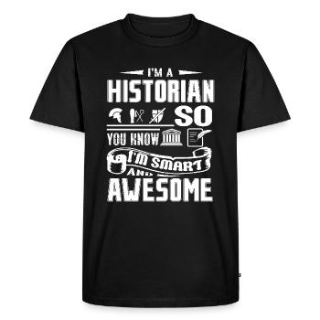 Historian Smart and Awesome Historian - Men's Premium Organic T-Shirt - black - Front - Nico (187cm)
