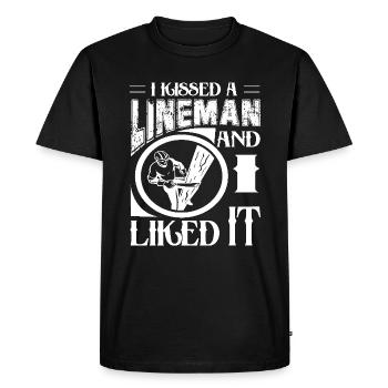 Lineman I Kissed A Lineman And I Liked It - Men's Premium Organic T-Shirt - black - Front - Nico (187cm)