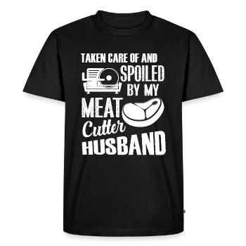 Meat Cutter Spoiled By My Meat Cutter - Men's Premium Organic T-Shirt - black - Front - Nico (187cm)