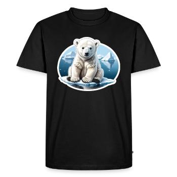 Un bébé ours polaire est assis sur une banquise. - T-shirt Premium bio Homme - noir - Devant - Nico (187cm)