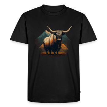 Vache Yak - T-shirt Premium bio Homme - noir - Devant - Nico (187cm)