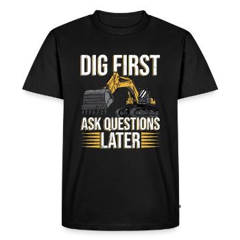 Excavator Digger Excavators Construction Worker - Men's Premium Organic T-Shirt - black - Front - Nico (187cm)