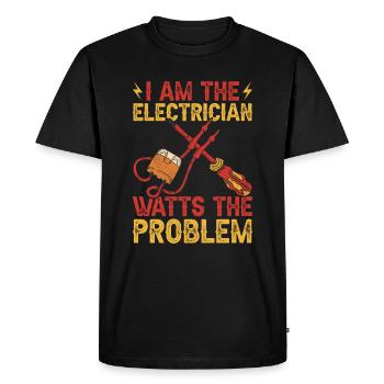 Electrician Electricians - Men's Premium Organic T-Shirt - black - Front - Nico (187cm)