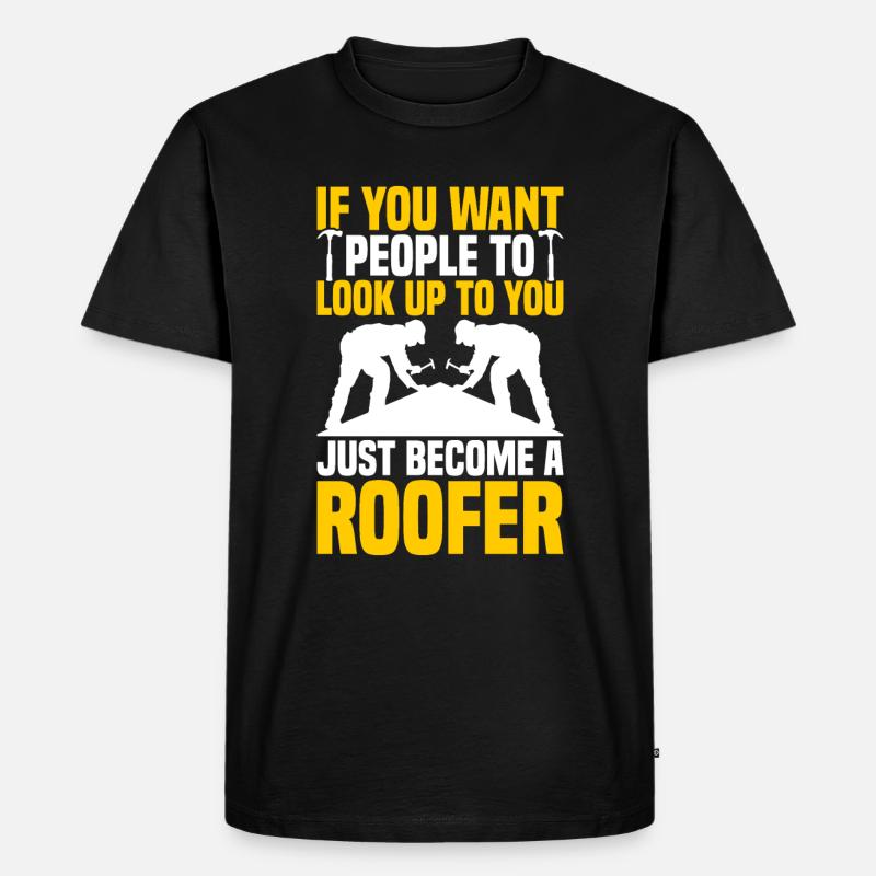 Dachdecker Dachdecker Dachziegel - Männer Premium Bio T-Shirt - Schwarz
