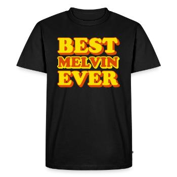 Melvin First Name Funny Gift - Men's Premium Organic T-Shirt - black - Front - Nico (187cm)